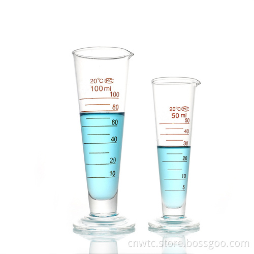 High-Quality Borosilicate Glass Measuring Equipment: 5ml to 2000ml Conical Cups & Triangle Cylinder with CE & ISO Certification